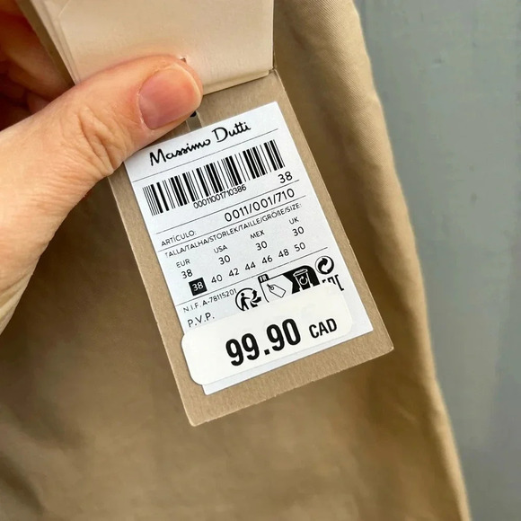 Massimo  Dutti Khaki Chino Slim Pant, BNWT, size 30 - Picture 8 of 8